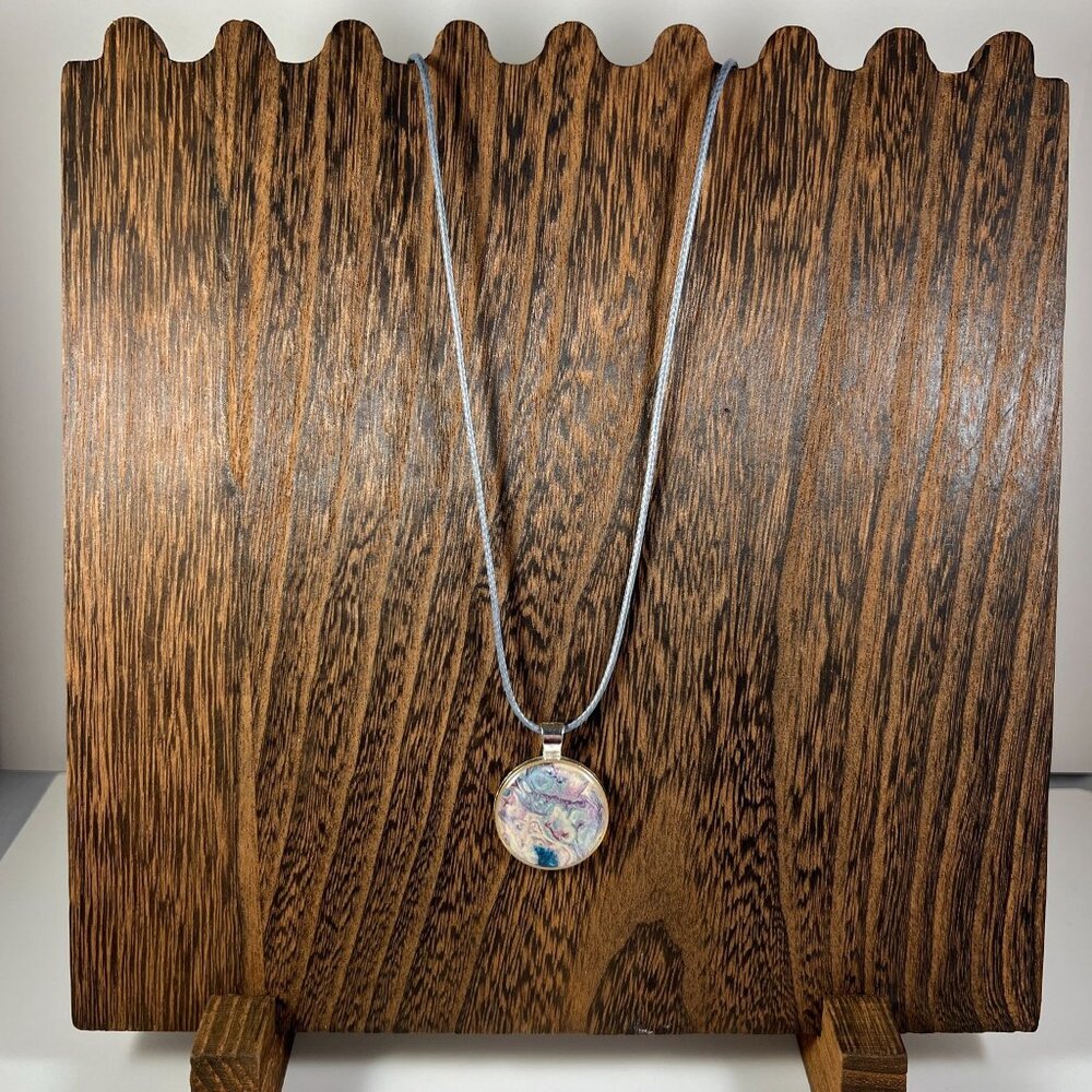 Purple, Blue, and White Acrylic Pour Necklace